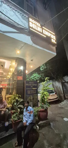 Hotel Delhi Empire DX entrance and signage on Arakashan Road, Paharganj